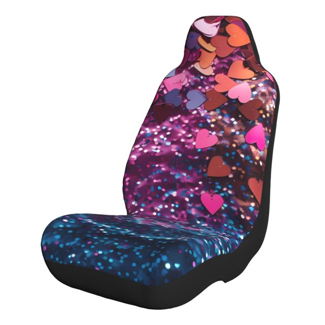 Sikiie Heart Confetti on Glitter Car Seat Covers 2PCs Front Car Seat