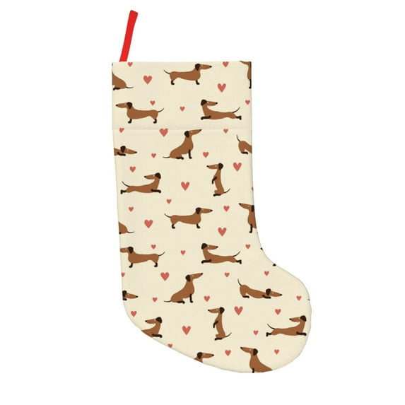 Sikiie Heart Dachshund Christmas Stockings,18 Inches Christmas Stockings Xmas Hanging Stockings for Family Christmas Decorations & Gifts