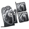 thumbnail image 1 of Sikiie Heart Illustration Oven Mitts and Pot Holders, Silicone Oven Gloves, Heat Resistant Oven Mitts 4Pcs Set, 1 of 6