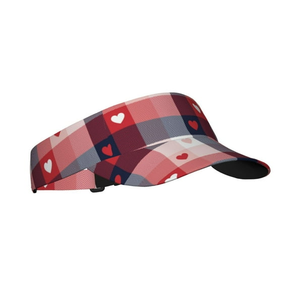 Sikiie Heart Plaid Sun Visor Hat Adjustable Velcro Golf Visor Sports Sunscreen Visor Hat for Outdoor Activities