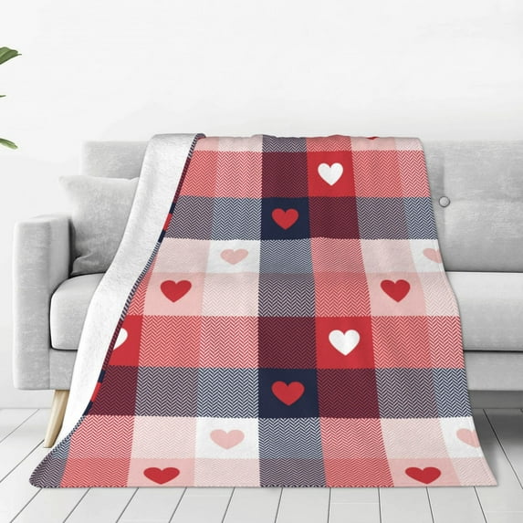 Sikiie Heart Plaid Ultra-Soft Micro flannel Blanket Luxury All Seasons Warm Blanket for Bedding Sofa and Travel (4 sizes)-80"x60"
