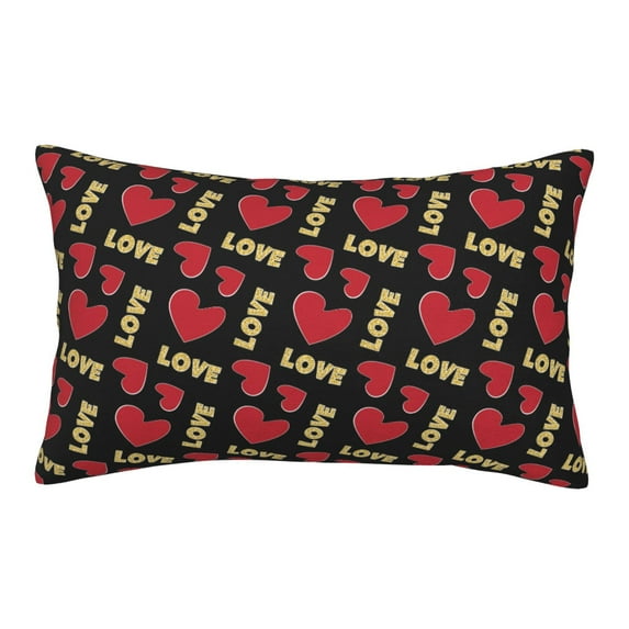 Sikiie Heart Print Plush Pillow Cover, Wrinkle-proof and Stain-resistant Pillow Protector without Pillow Core, Home Decoration-14"x20"
