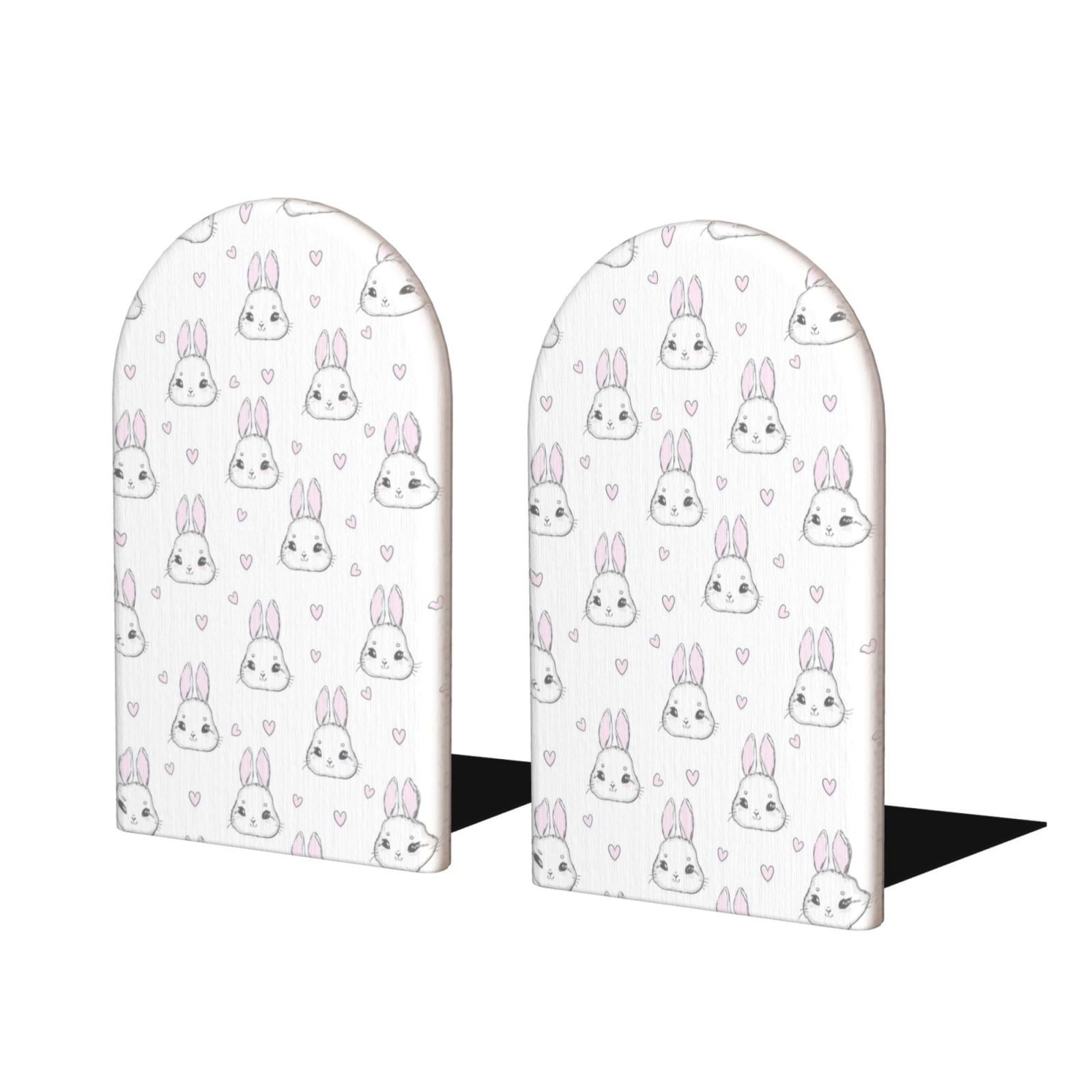 Sikiie Heart Rabbit Bookends 1 Pair, Wood Bookends for Shelves, Book ...
