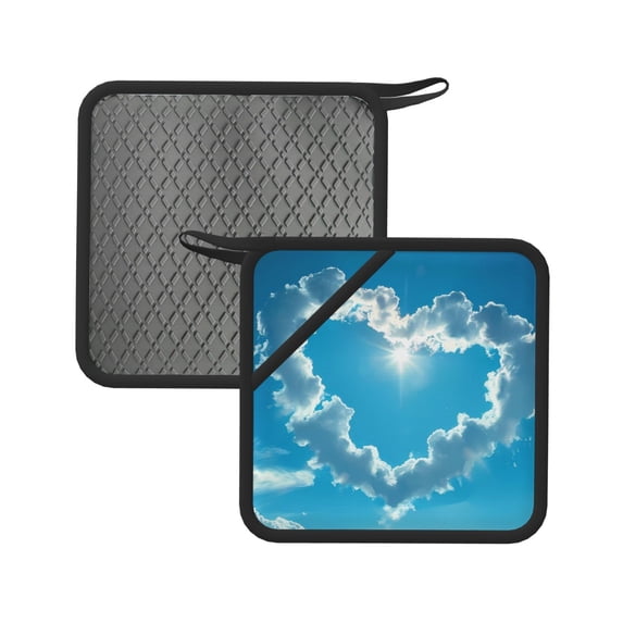 Sikiie Heart Shaped Cloud Pot Holders Kitchen Insulation Mats Heat Resistant Pot-Holder Oven Anti-Scald Pads for Cooking Baking, 7.1*7.1inch