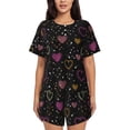 thumbnail image 1 of Sikiie Heart and Stars Womens Pajama Sets Short Sleeve Top With Pants Sleepwear 2 Piece Lounge SetLarge, 1 of 6