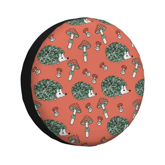 Sikiie Hedgehog Mushroom PVC Leather Spare Tire Wheel Cover Spare Tire Cover, for Car Truck SUV Camper Trailer Universal Fit(14-17in)-17 inch