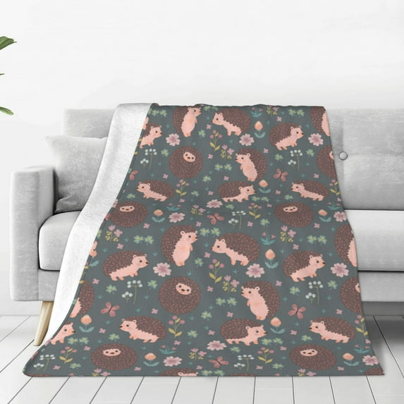 Sikiie Hedgehogs and Flowers1 Ultra-Soft Micro flannel Blanket Luxury All Seasons Warm Blanket for Bedding Sofa and Travel (4 sizes)-80"x60"