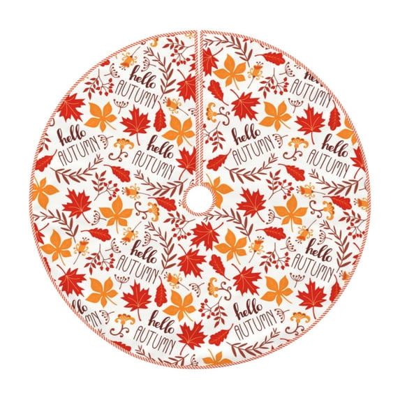 Sikiie Hello Autumn Maple Leaf Christmas Tree Skirt, Christmas Tree Decorations, Christmas Decor, Tree Mat Decoration(30-48IN)-36"