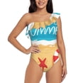 thumbnail image 1 of Sikiie Hello Summer1 Print Women One Piece Swimsuits Tummy Control One Shoulder Bathing Suits Ruffle Swimwear, From S to XXL-Medium, 1 of 6