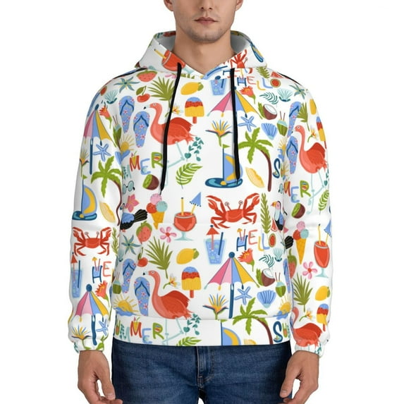Sikiie Hello Summer2 Men's Hoodie, Essentials Hoodie, Sweatshirt, Pullover Hooded Sweatshirt for Men-4X-Large