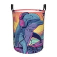 thumbnail image 1 of Sikiie Hip-Hop DJ Dolphin Print Round Dirty Clothes Basket, Waterproof Standing Foldable Storage Basket, for Laundry Room, Bedroom, Bathroom Storage-Medium, 1 of 6