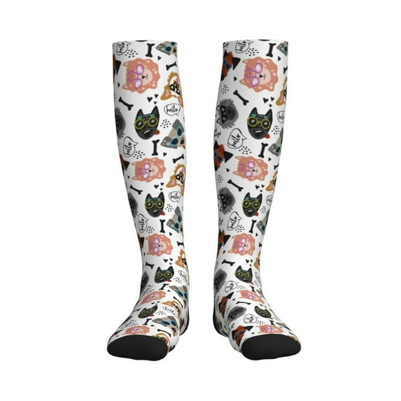 Sikiie Hip Hop Dog 1 Pairs Compression Socks for Men and Women 15-20 mmHg Running Support Socks