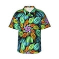 thumbnail image 1 of Sikiie Hippie Style Print Men's Hawaiian Shirt, Summer Beach Button Pocket Short Sleeve T-Shirt,Small, 1 of 7