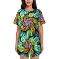 thumbnail image 1 of Sikiie Hippie Style Womens Pajama Sets Short Sleeve Top With Pants Sleepwear 2 Piece Lounge Set4X-Large, 1 of 6