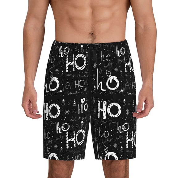 Sikiie Ho-Ho-Ho 2 Mens Pajama Shorts, Lounge Pant, Men's shorts，Sleep Pj Shorts for Men-4X-Large