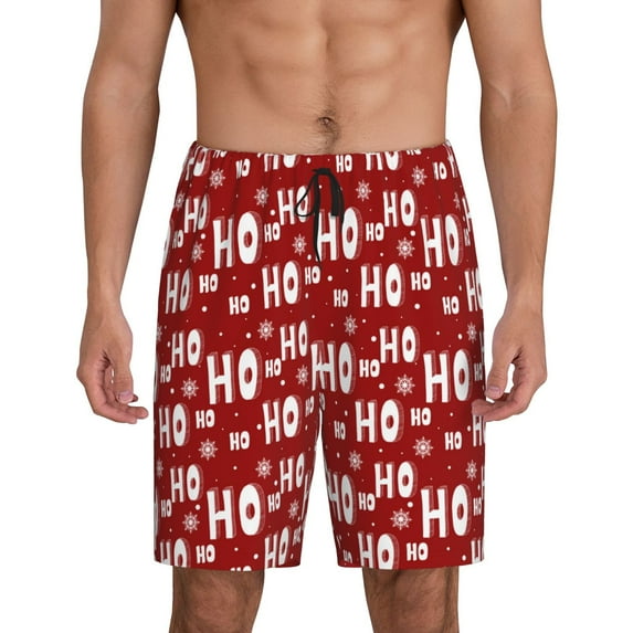 Sikiie Ho-Ho-Ho Mens Pajama Shorts, Lounge Pant, Men's shorts,Sleep Pj Shorts for Men-Large