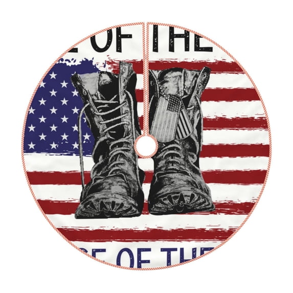 Sikiie Home Of The Free Because Of The Brave Christmas Tree Skirt, Christmas Tree Decorations, Christmas Decor, Tree Mat Decoration(30-48IN)-30"