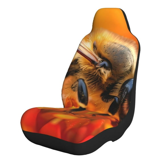 Sikiie Honeybee On Vibrant Flower Car Seat Covers 2PCs Front Car Seat Covers Universal fit for Most Cars SUVs and Trucks-2 PCS