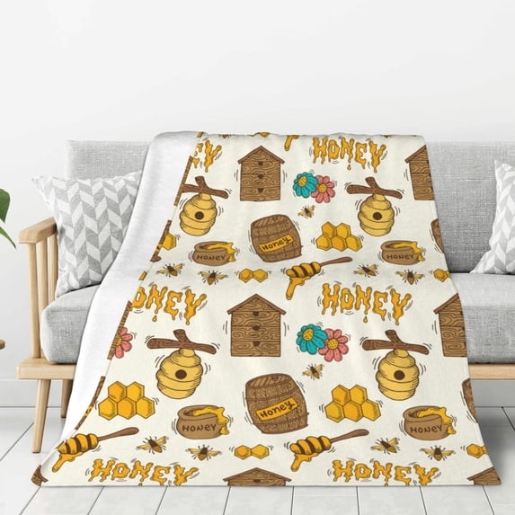 Sikiie Honeycomb And Honey Cozy Flannel Fleece Throw Blanket: Lightweight & Thick for All Seasons - Perfect for Women, Men, & Kids"40"x30"