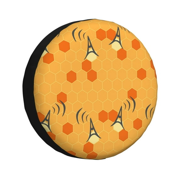 Sikiie Honeycomb PVC Leather Spare Tire Wheel Cover Spare Tire Cover, for Car Truck SUV Camper Trailer Universal Fit(14-17in)-16 inch