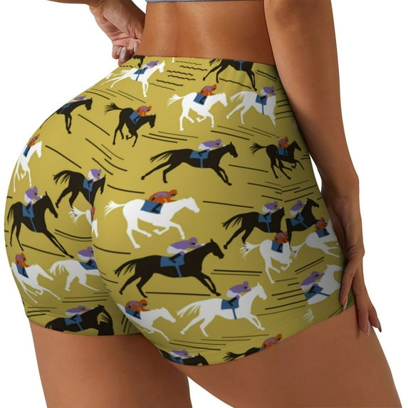 Sikiie Horsemen In Horseraces Workout Shorts Women Scrunch Butt Gym Shorts Seamless High Waist Tummy Control Yoga Biker Athletic Shorts-Medium