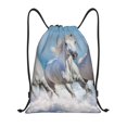 thumbnail image 1 of Sikiie Horses Running Through The Water Drawstring Backpack Drawstring Bags, Draw String Back Bag for Sports, Gym, Travel, Swimming, Beach-Medium, 1 of 6