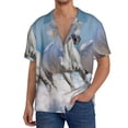 thumbnail image 1 of Sikiie Horses Running Through The Water Men's Wrinkle Free Untucked Cuban Shirt Business Casual Button Down Shirts Short Sleeve ShirtMedium, 1 of 5