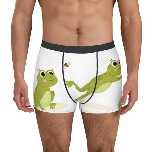 Sikiie Hunting Frog Print Men's Boxer Briefs, Elastic Waistband Boxer Briefs Leggings-Small