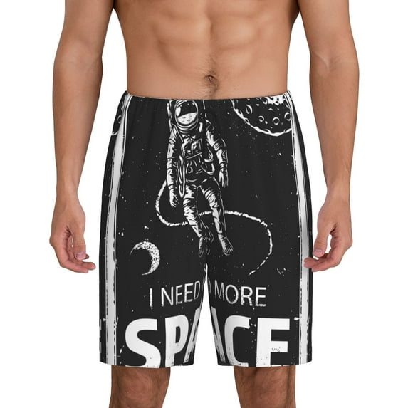 Sikiie I Need More Space Mens Pajama Shorts, Lightweight Lounge Pant with Pockets Soft Sleep Pj Shorts for MenXX-Large