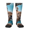 thumbnail image 1 of Sikiie Ice Blue Coastal Lion Knee Socks, High Socks Long Stretchy Sock Women Knee High Stocking, Long Socks for Women, 1 of 6