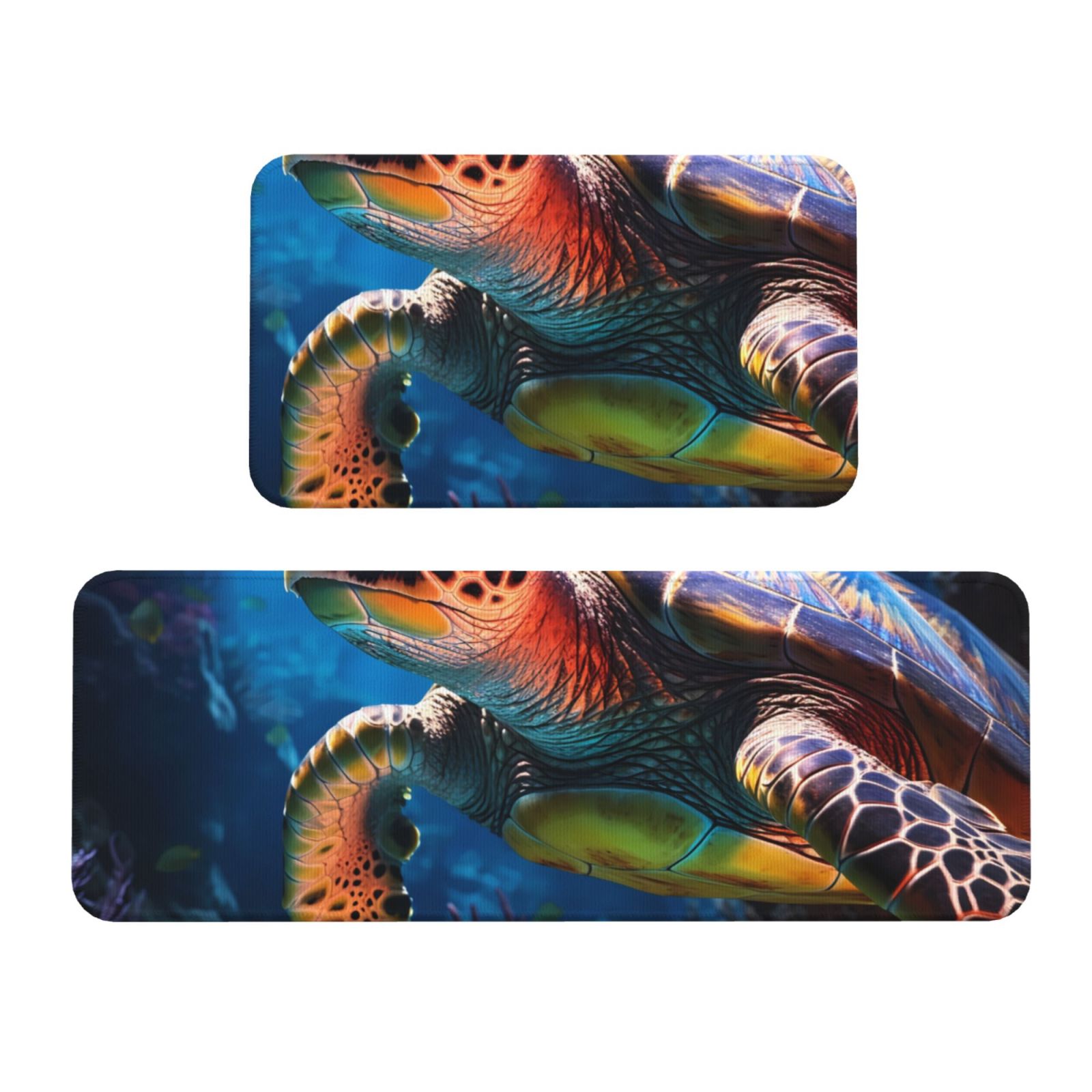Turtle Kitchen Accessory Sikiie Ice Blue Ocean Sea Turtle Kitchen Mat 2 PCS Cushioned Kitchen ...
