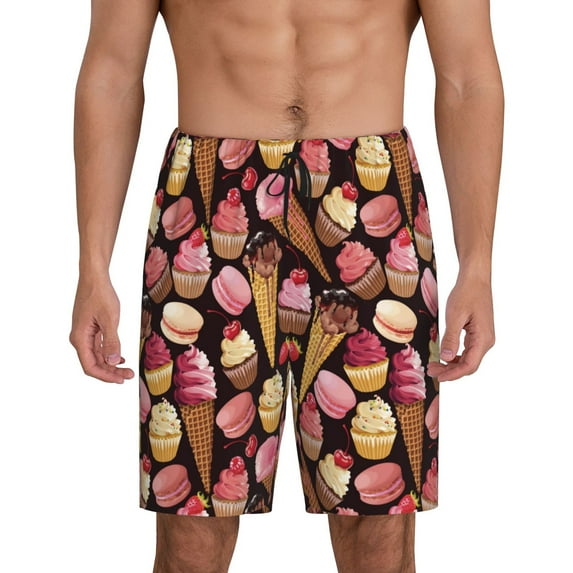 Sikiie Ice Cream Cake Mens Pajama Shorts, Lightweight Lounge Pant with Pockets Soft Sleep Pj Shorts for MenX-Large