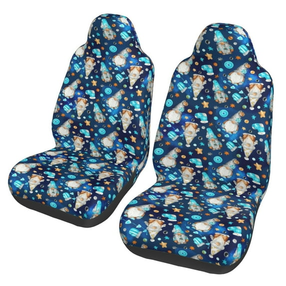 Sikiie Ice blue old man cute winter Car Seat Protector 2 Pack Car Seat Cushion Mat, Car Seat Covers for SUV, Truck, Van