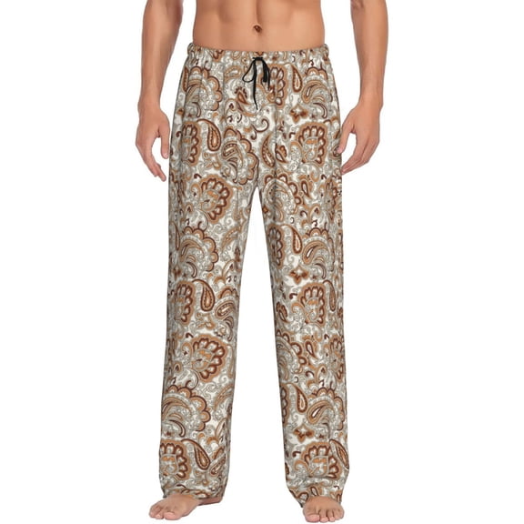 Sikiie Indian Paisley1 Mens Pajama Pants Sleep & Lounge Pants, PJ Bottoms With elastic waistb and Pockets Small