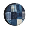 thumbnail image 1 of Sikiie Indigo Patchwork Quilt PVC Leather Spare Tire Wheel Cover Spare Tire Cover, for Car Truck SUV Camper Trailer Universal Fit(14-17in)-14 inch, 1 of 6
