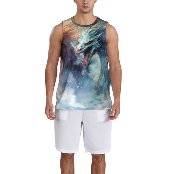 Sikiie Ink Style Wave Dragon Basketball Jersey Reversible Men's Mesh Athletic Sports Shirts Training Practice S-4XL