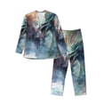 thumbnail image 1 of Sikiie Ink Style Wave Dragon Mens Pajama Set, Soft Warm Long Sleeve Sleepwear, Cozy Button-Down Pjs for Men-, 1 of 7