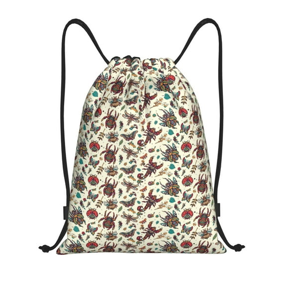 Sikiie Insects A Drawstring Backpack Drawstring Bags, Draw String Back Bag for Sports, Gym, Travel, Swimming, Beach-Small