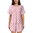 thumbnail image 1 of Sikiie Irregular Plaid Womens Pajama Sets Short Sleeve Top With Pants Sleepwear 2 Piece Lounge SetSmall, 1 of 6
