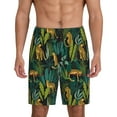 thumbnail image 1 of Sikiie Jungle Leopard Yellow Mens Pajama Shorts, Lightweight Lounge Pant with Pockets Soft Sleep Pj Shorts for Men4X-Large, 1 of 6