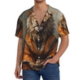 thumbnail image 1 of Sikiie Jungle Meditating Lion Men's Wrinkle Free Untucked Cuban Shirt Business Casual Button Down Shirts Short Sleeve ShirtXX-Large, 1 of 5