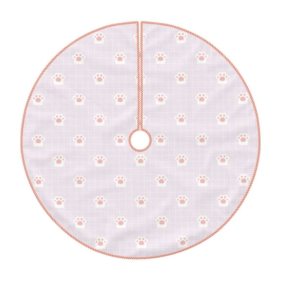 Sikiie Kawaii Cat Paw Nativity Christmas Tree Skirt, Jesus Christian Winter Holiday Tree Mat Decoration(30-48IN)48"