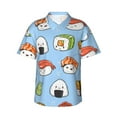 thumbnail image 1 of Sikiie Kawaii Sushi Print Men's Hawaiian Shirt, Summer Beach Button Pocket Short Sleeve T-Shirt,3X-Large, 1 of 7