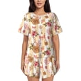 thumbnail image 1 of Sikiie Key Lock And Flowers Womens Pajama Sets Short Sleeve Top With Pants Sleepwear 2 Piece Lounge Set-4X-Large, 1 of 6