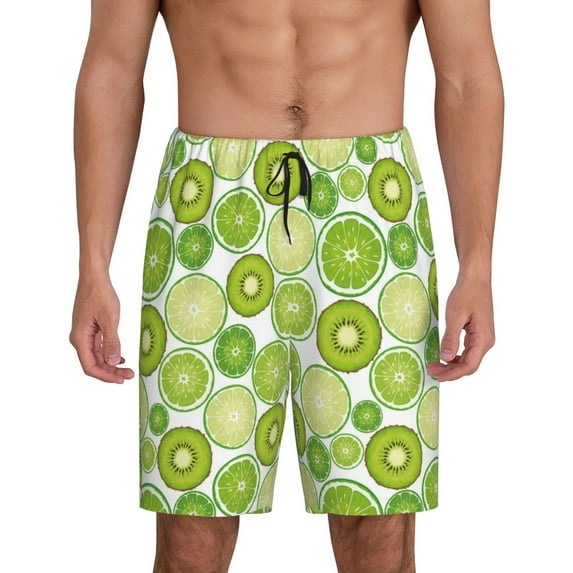 Sikiie Kiwi Lemon Mens Pajama Shorts, Lightweight Lounge Pant with Pockets Soft Sleep Pj Shorts for MenMedium