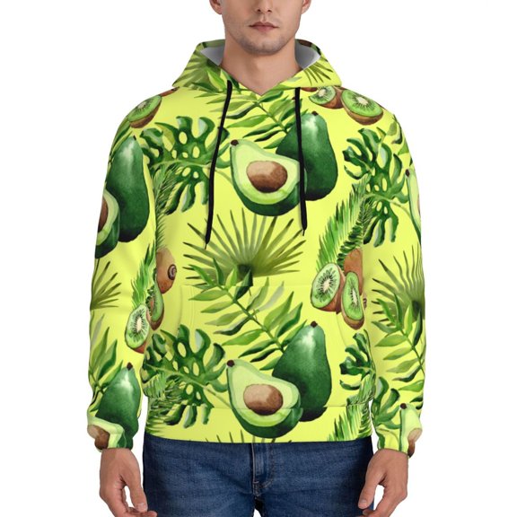 Sikiie Kiwi and Avocado Men's Hoodie, Essentials Hoodie, Sweatshirt, Pullover Hooded Sweatshirt for Men-Large