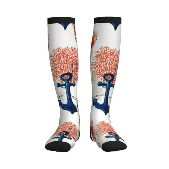 Sikiie Koi Fish And Corals 1 Pairs Compression Socks for Men and Women 15-20 mmHg Running Support Socks