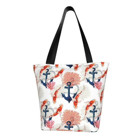Sikiie Koi Fish And Corals Shoulder Bag Casual Hobo Crossbody Tote Bag for Women and Men Large Purse Messenger Bag Travel Work