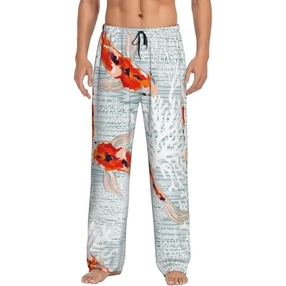Sikiie Koi Fish Corals,Spring Summer Mens Pajama Pants Sleep & Lounge Pants, PJ Bottoms With elastic waistb and Pockets Large