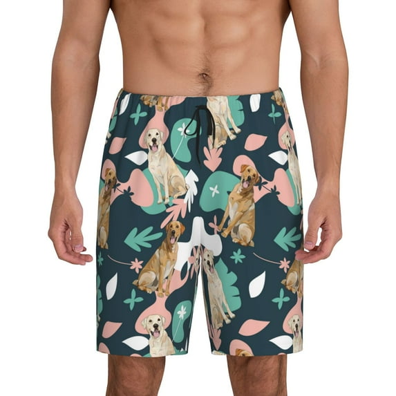 Sikiie Labrador Retriever Dog Mens Pajama Shorts, Lightweight Lounge Pant with Pockets Soft Sleep Pj Shorts for MenMedium